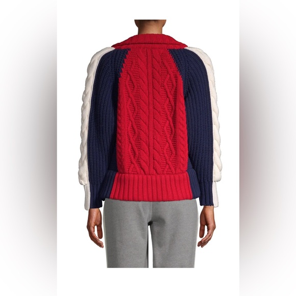 TOMMY HILFIGER High Neck Zip Sweater in Cabernet Multi Sz L made in italy - Picture 3 of 6